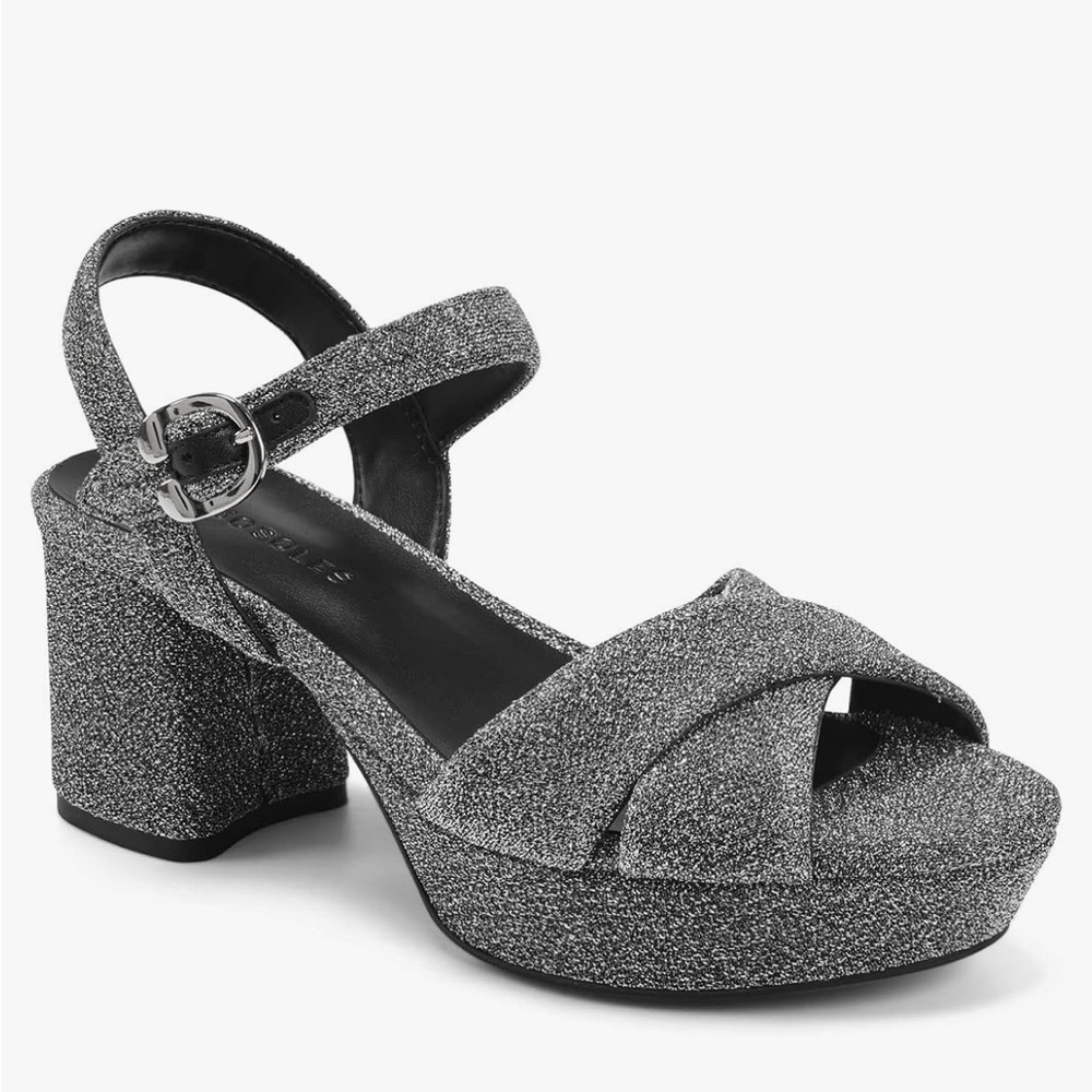 Aerosoles Cosmos Heeled Platform Sandals in Metallic Silver